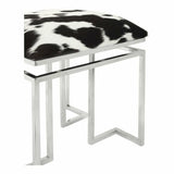 16 Inch Stool Square Silver Contemporary Poufs and Stools LOOMLAN By Moe's Home