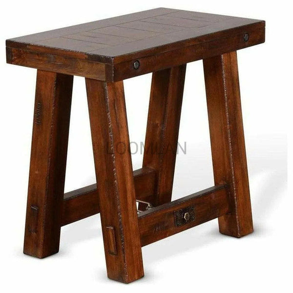 16" Narrow Rectangular Dark Stain Wood End Side Accent Table Side Tables LOOMLAN By Sunny D
