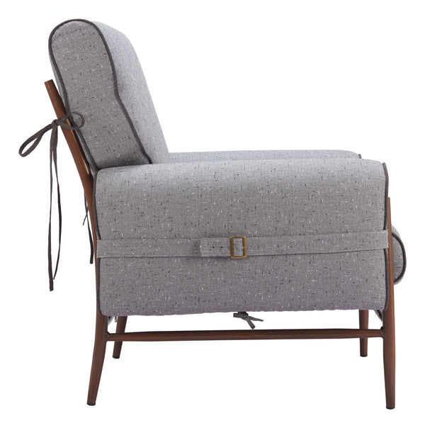Klem Wood and Steel Gray Accent Arm Chair