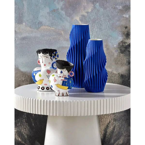 16.74 in. Pleat Porcelain Blue Vase - LOOMLAN - Currey & Co - Vases & Jars