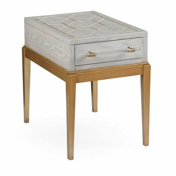 17" Grey Rectangle Side Table With Drawers Side Tables LOOMLAN By Bassett Mirror
