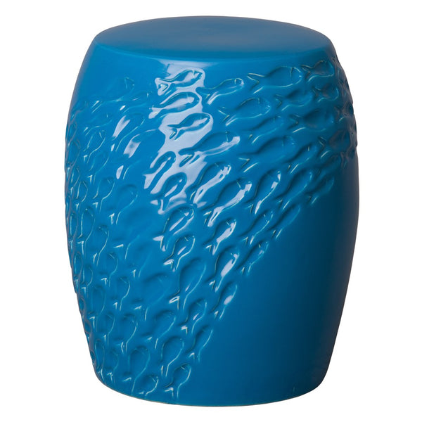 17 in. Fish Ceramic Garden Stool Side Table Outdoor-Outdoor Stools-Emissary-Turquise-LOOMLAN