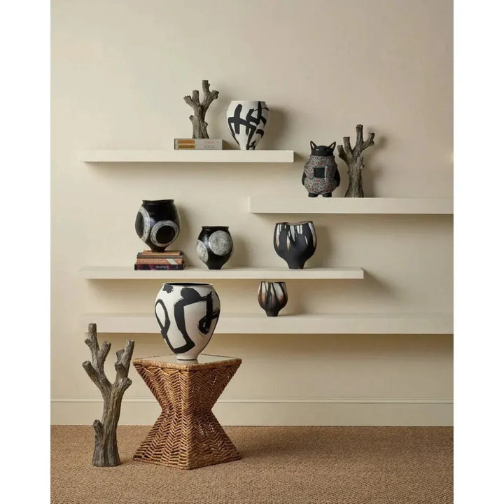 17 in. Kenzo Porcelain White Vase - LOOMLAN - Currey & Co - Vases & Jars