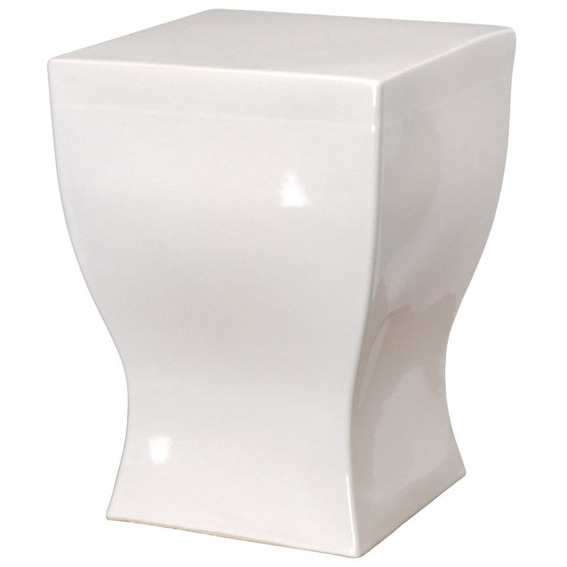 17.5 in. Square Ceramic Garden Stool by Emissary-Outdoor Stools-Emissary-White-LOOMLAN