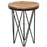 18" Round End Side Table Reclaimed Wood Planks Side Tables LOOMLAN By LOOMLAN