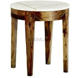 18" Round White Marble Top Gold Base End Side Table Side Tables LOOMLAN By LOOMLAN