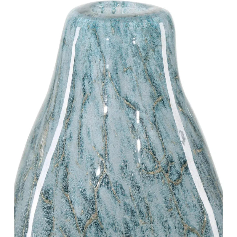 18 in, Tyne Blue Glass Vase - LOOMLAN - Currey & Co - Vases & Jars