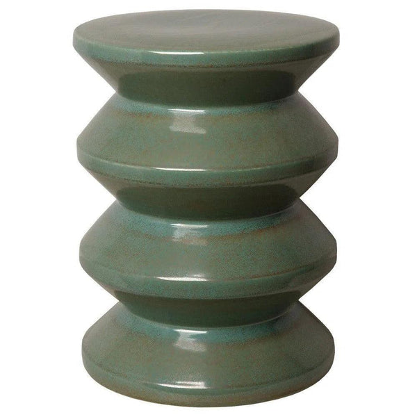 18 in. Accordion Ceramic Outdoor Garden Stool-Garden Stools-Emissary-Green-LOOMLAN
