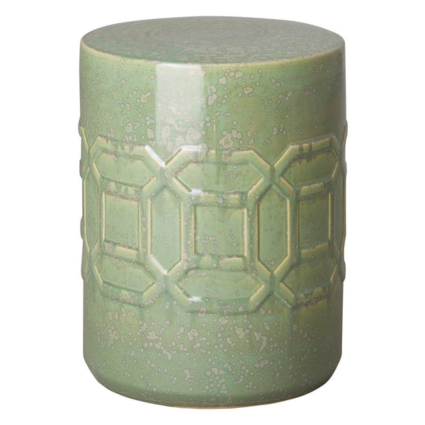 18 in. Axton Ceramic Outdoor Garden Stool Side Table-Outdoor Stools-Emissary-Green Speckle-LOOMLAN