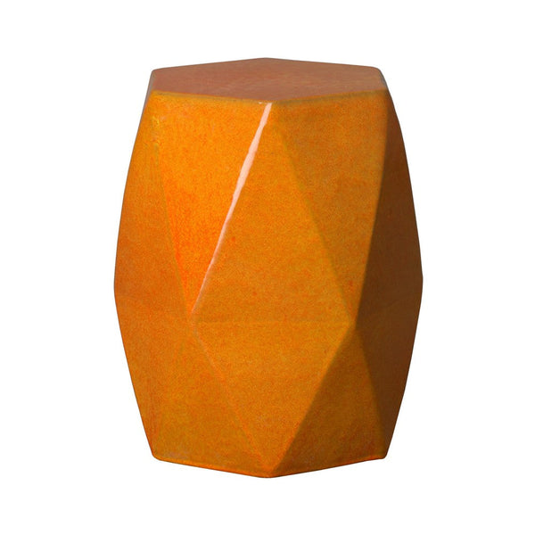18 in. Brilliant Matrix Ceramic Garden Stool-Outdoor Stools-Emissary-Bright Orange-LOOMLAN
