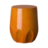 18 in. Calyx Ceramic Outdoor Garden Stool Side Table-Outdoor Stools-Emissary-Bright Orange-LOOMLAN
