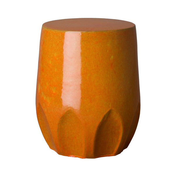 18 in. Calyx Ceramic Outdoor Garden Stool Side Table-Outdoor Stools-Emissary-Bright Orange-LOOMLAN