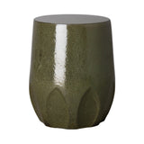 18 in. Calyx Ceramic Outdoor Garden Stool Side Table-Outdoor Stools-Emissary-Metallic Green-LOOMLAN