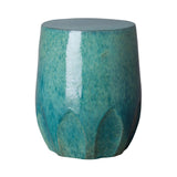 18 in. Calyx Ceramic Outdoor Garden Stool Side Table-Outdoor Stools-Emissary-Teal-LOOMLAN