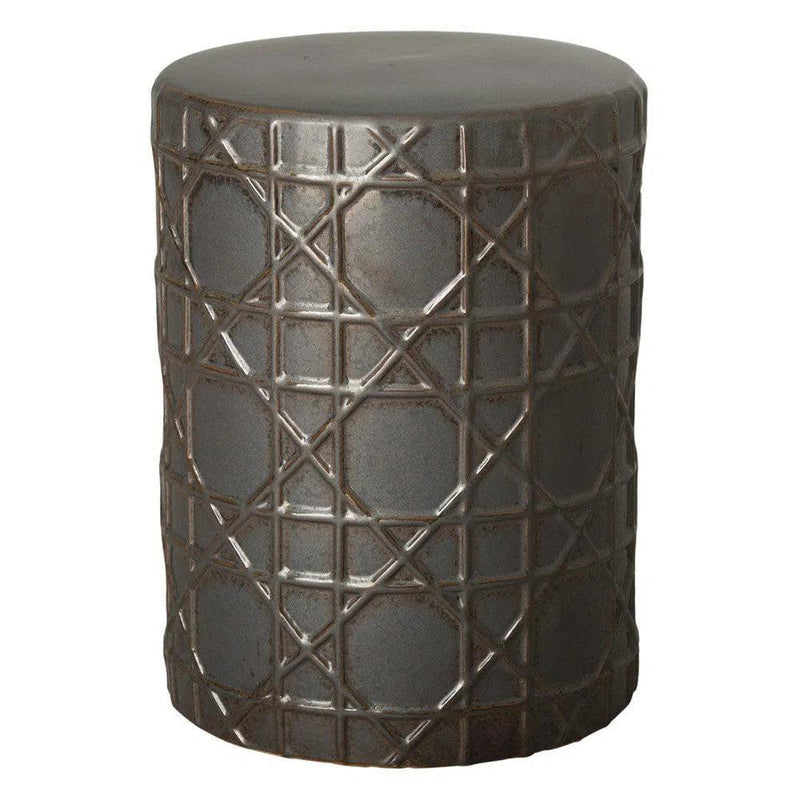 18 in. Cane Ceramic Outdoor Garden Stool