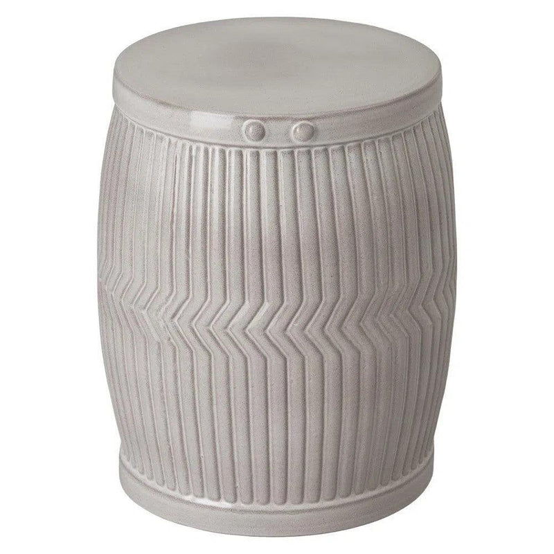 18 in. Dolly Tub Gray Ceramic Outdoor Garden Stool