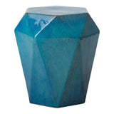 18 in. Hex Facet Ceramic Outdoor Garden Stool