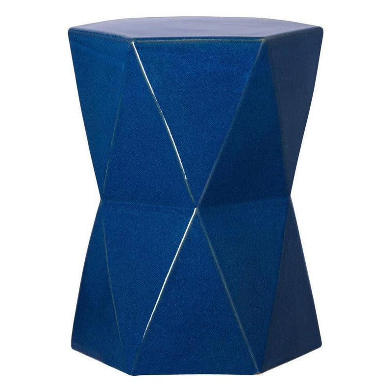 18 in. Matrix Hexagon Ceramic Outdoor Garden Stool