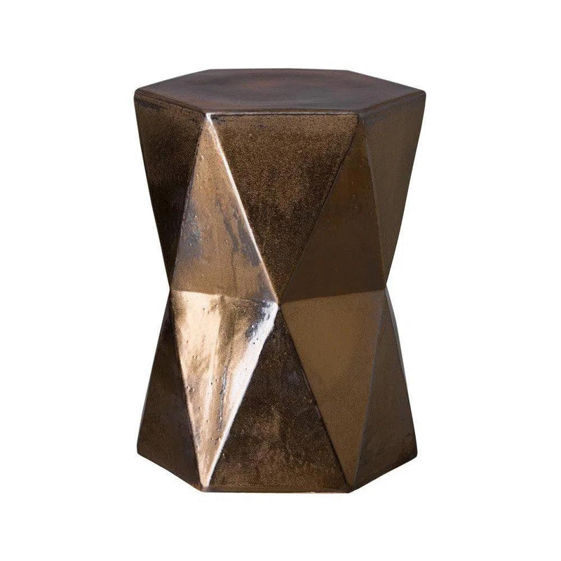 18 in. Matrix Hexagon Ceramic Outdoor Garden Stool