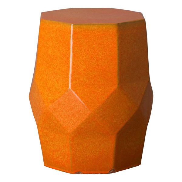 18 in. Octagon Matrix Ceramic Outdoor Garden Stool-Outdoor Stools-Emissary-Bright Orange-LOOMLAN