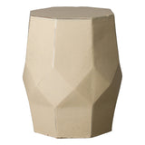 18 in. Octagon Matrix Ceramic Outdoor Garden Stool-Outdoor Stools-Emissary-Cream-LOOMLAN