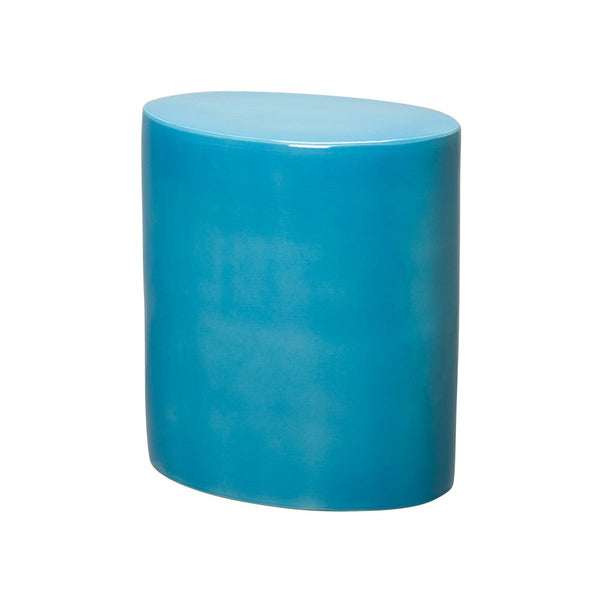 18 in. Oval Ceramic Garden Stool Side Table Outdoor-Outdoor Stools-Emissary-Turquoise-LOOMLAN
