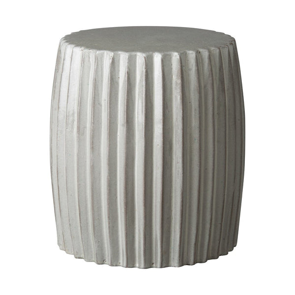 18 in. Pleated Ceramic Outdoor Garden Stool Side Table-Outdoor Stools-Emissary-Gray-LOOMLAN