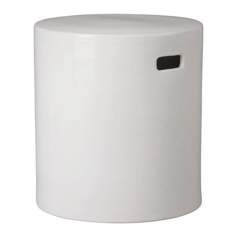 18 in. Round White Ceramic Outdoor Garden Stool