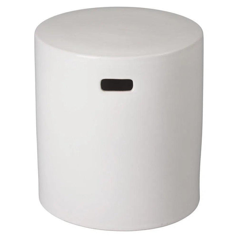 18 in. Round White Ceramic Outdoor Garden Stool