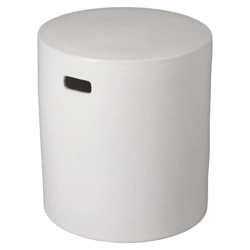 18 in. Round White Ceramic Outdoor Garden Stool