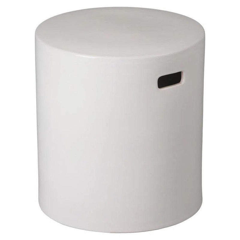 18 in. Round White Ceramic Outdoor Garden Stool