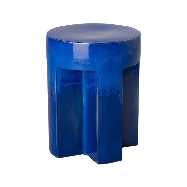 18 in. TX Ceramic Garden Stool Side Table Outdoor-Outdoor Stools-Emissary-Blue-LOOMLAN