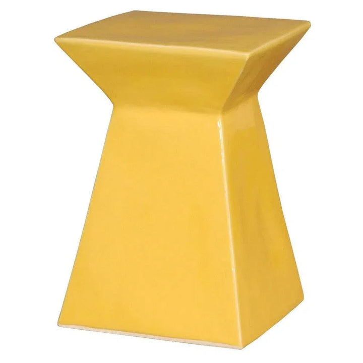 18 in. Upright Ceramic Outdoor Garden Stool-Garden Stools-Emissary-Sun Yellow-LOOMLAN