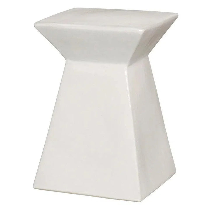 18 in. Upright Ceramic Outdoor Garden Stool-Garden Stools-Emissary-White-LOOMLAN