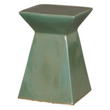 18 in. Upright Ceramic Outdoor Garden Stool Side Table-Outdoor Stools-Emissary-Green-LOOMLAN