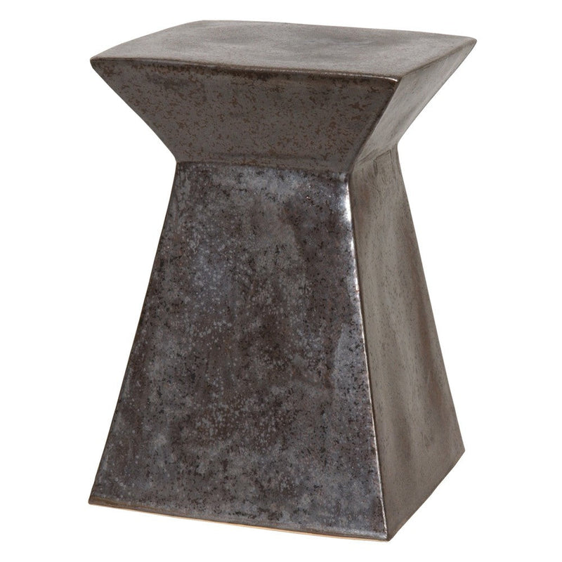 18 in. Upright Ceramic Outdoor Garden Stool Side Table-Outdoor Stools-Emissary-Gunmetal-LOOMLAN