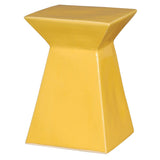 18 in. Upright Ceramic Outdoor Garden Stool Side Table-Outdoor Stools-Emissary-Sun Yellow-LOOMLAN