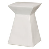 18 in. Upright Ceramic Outdoor Garden Stool Side Table-Outdoor Stools-Emissary-White-LOOMLAN
