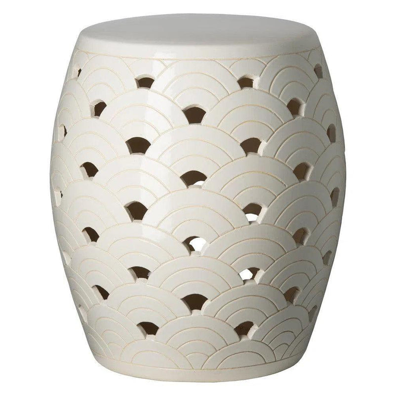 18 in. Wave Ceramic Outdoor Garden Stool