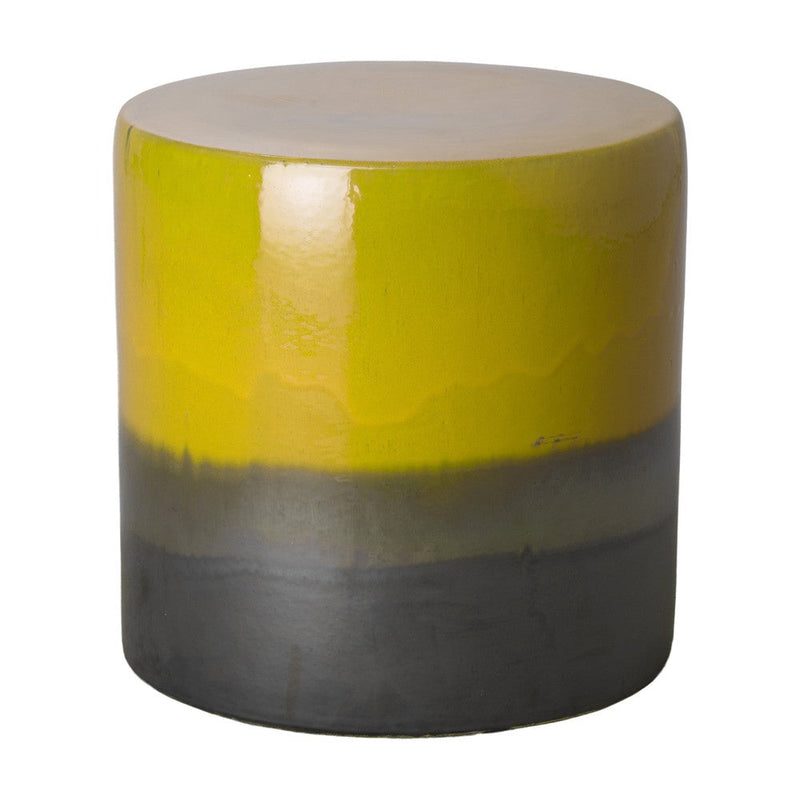 18 in. Wide Two-Tone Ceramic Garden Stool Outdoor Decor-Outdoor Stools-Emissary-Mustard Yellow-LOOMLAN