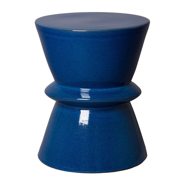 18 in. Zip Ceramic Garden Stool Side Table Outdoor-Outdoor Stools-Emissary-Blue-LOOMLAN