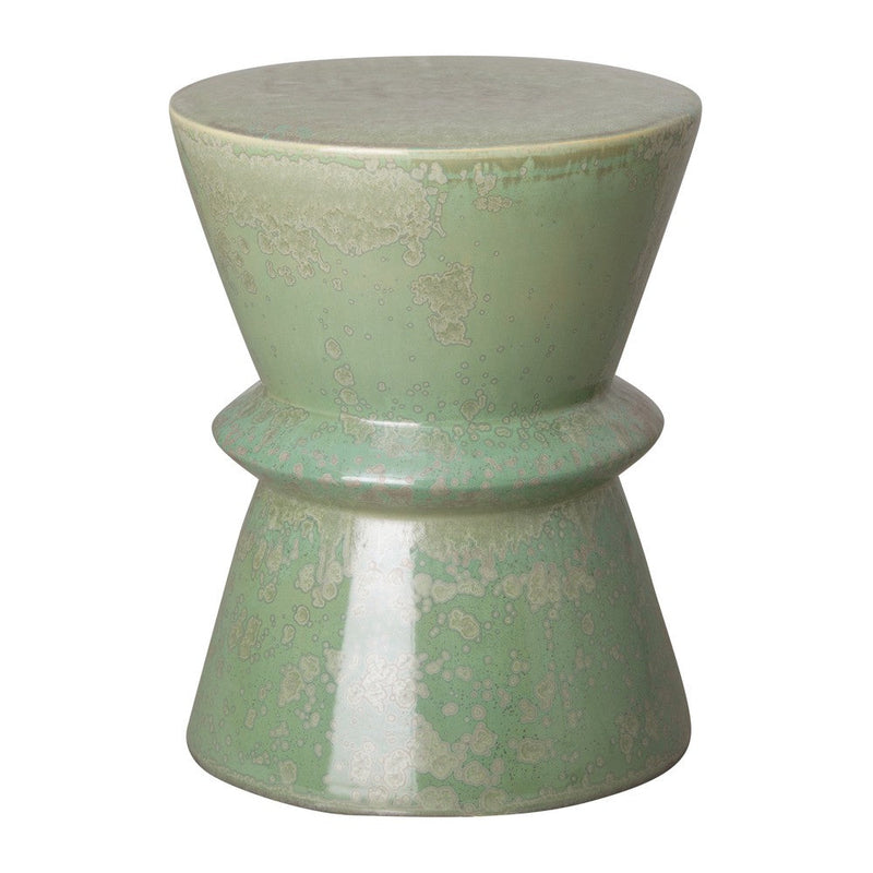 18 in. Zip Ceramic Garden Stool Side Table Outdoor-Outdoor Stools-Emissary-Green Speckle-LOOMLAN