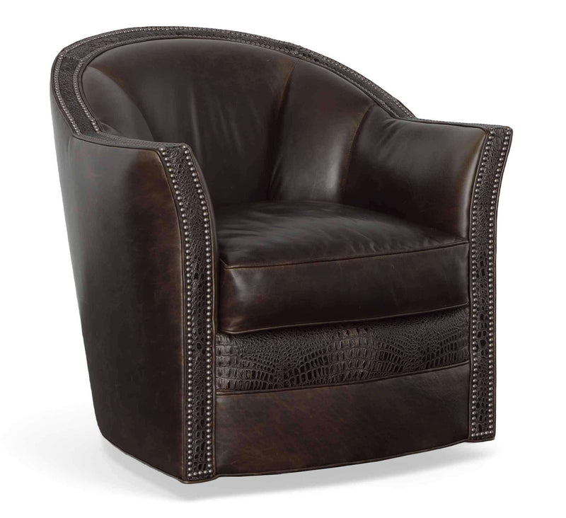 Texas Love Leather on Hide Western Swivel Club Chair