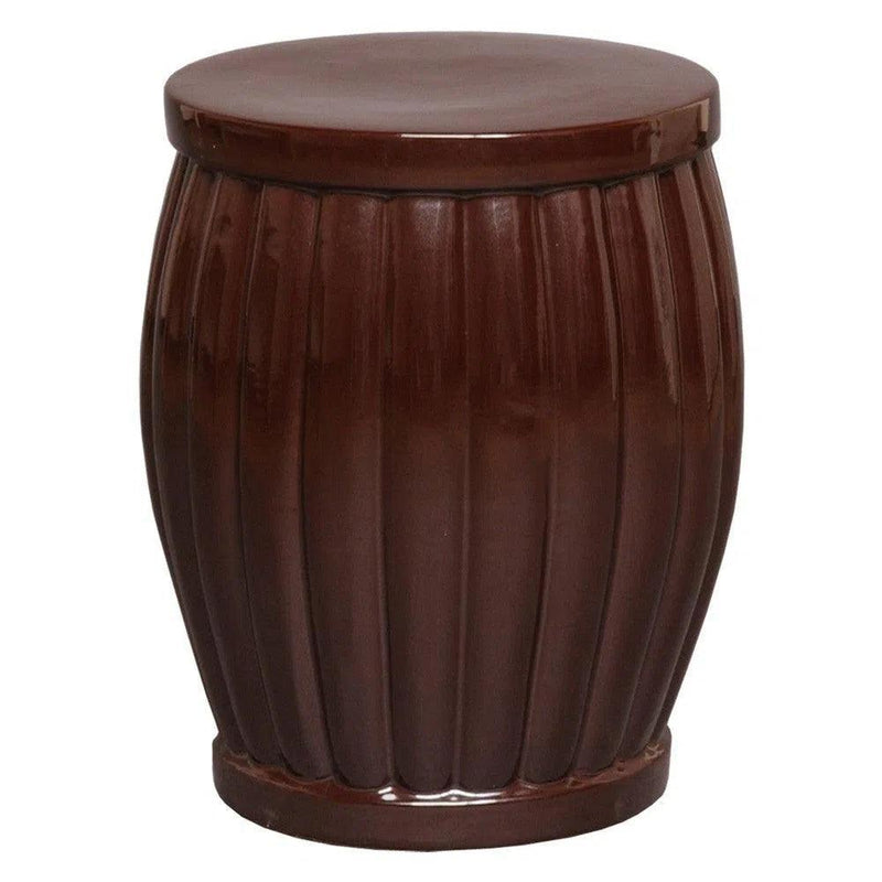 18.5 in. Fluted Ceramic Outdoor Garden Stool