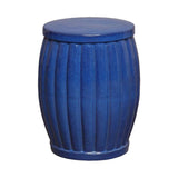 18.5 in. Fluted Ceramic Outdoor Garden Stool