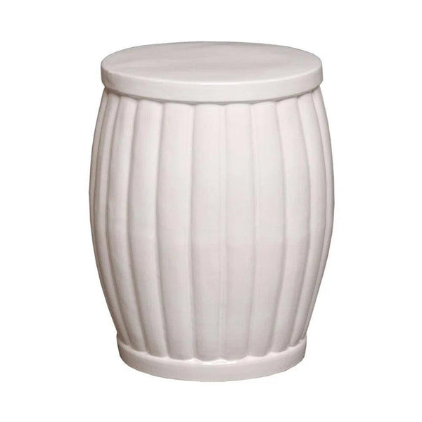 18.5 in. Fluted Ceramic Outdoor Garden Stool