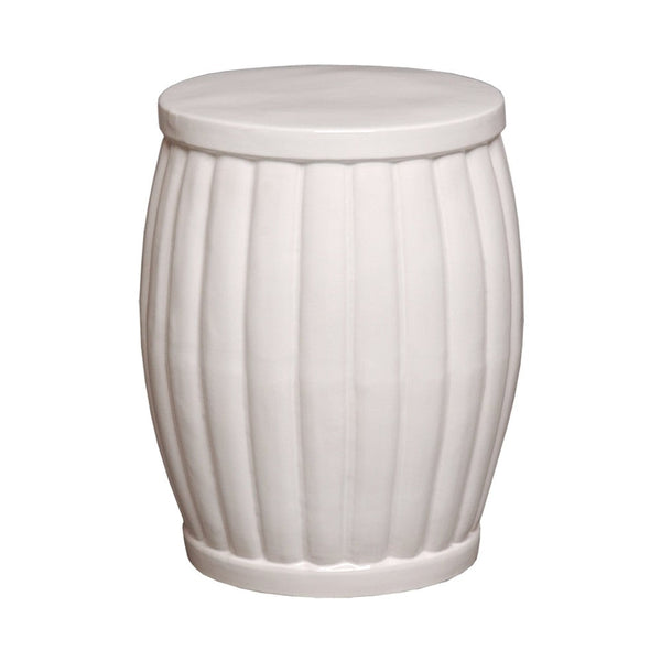 18.5 in. Fluted Ceramic Garden Stool Outdoor-Outdoor Stools-Emissary-White-LOOMLAN
