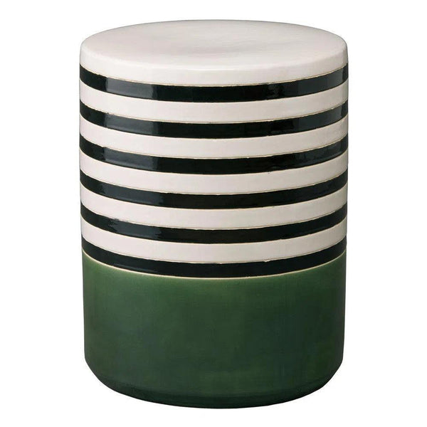 18.5 in. Stripe Ceramic Outdoor Garden Stool