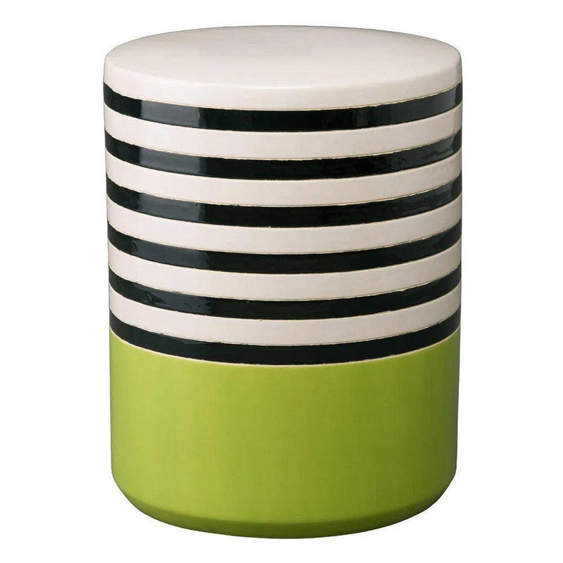 18.5 in. Stripe Ceramic Outdoor Garden Stool