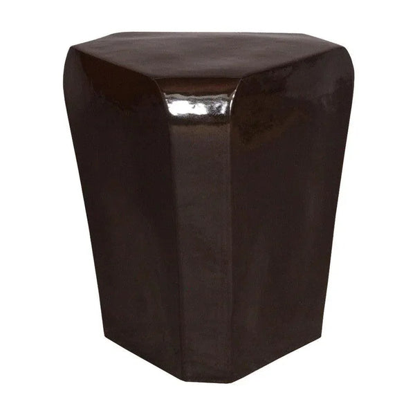 18.5 in. Triangle Ceramic Outdoor Garden Stool-Garden Stools-Emissary-Black-LOOMLAN